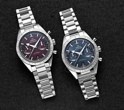 Burgundy red on the wrist Replica Omega Speedmaster ’57 watch